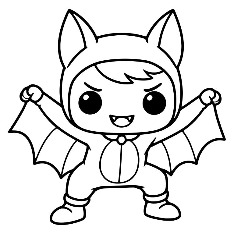Mischievous Bat Costume Kid With Raised Wing Arms — free characters SVG cut file
