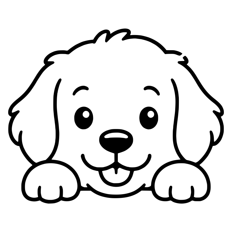 Smiling Golden Retriever Puppy Peeking With Tongue Out — free animal SVG cut file
