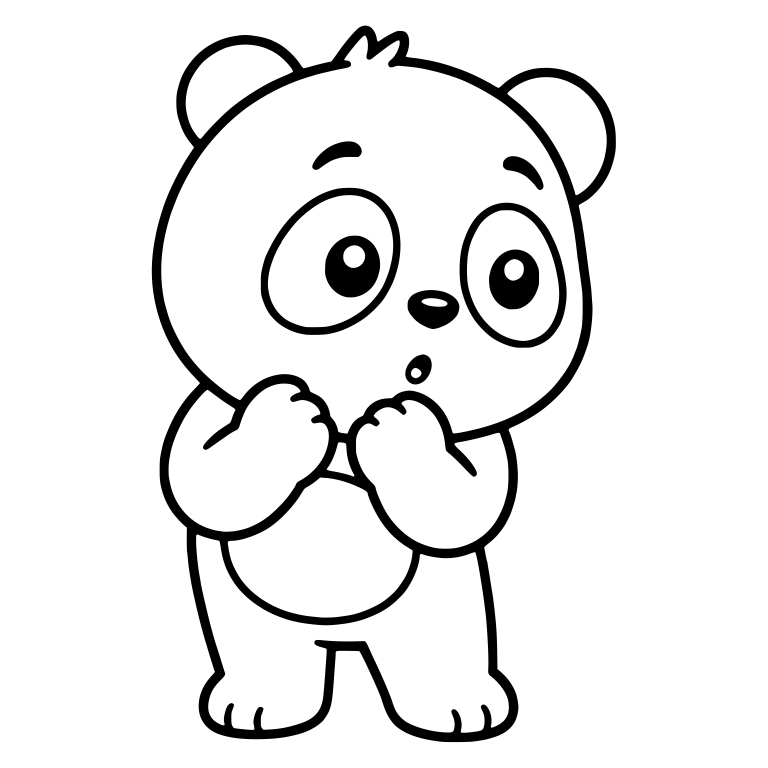 Shy Standing Panda Cub with Fists at Chin — free animal SVG cut file
