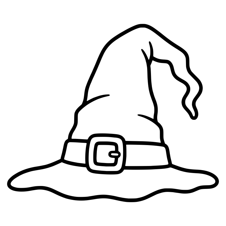 Floppy Witch Hat with Wavy Brim and Square Buckle — free objects SVG cut file