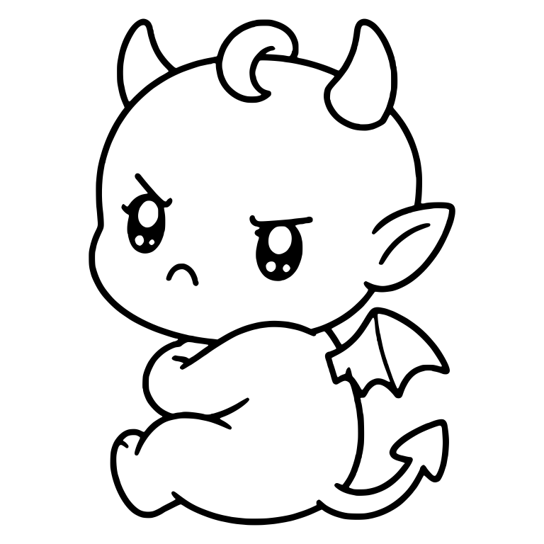 Grumpy Baby Devil Sitting Sideways Glaring Over Shoulder — free fantasy-creature SVG cut file
