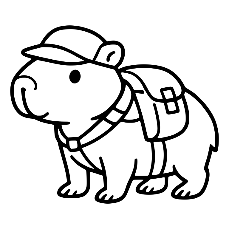 Capybara Explorer with Cap and Backpack — free animal SVG cut file