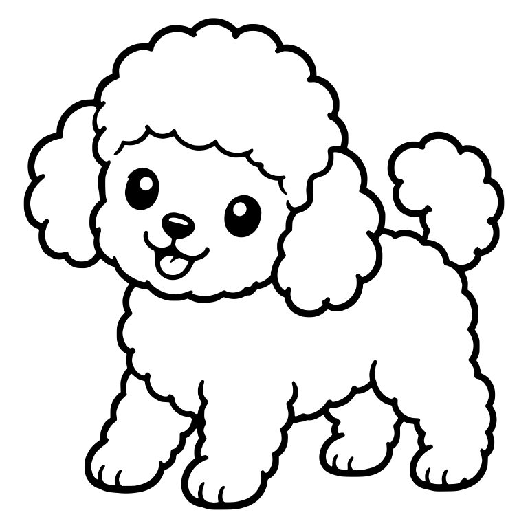Toy Poodle Puppy Standing with Pom Tail Curled Up — free animal SVG cut file