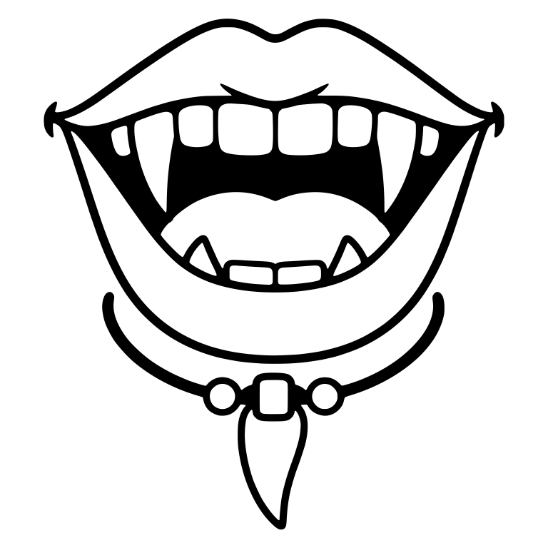 Vampire Mouth With Beaded Fang Pendant Necklace — free fantasy-creature SVG cut file
