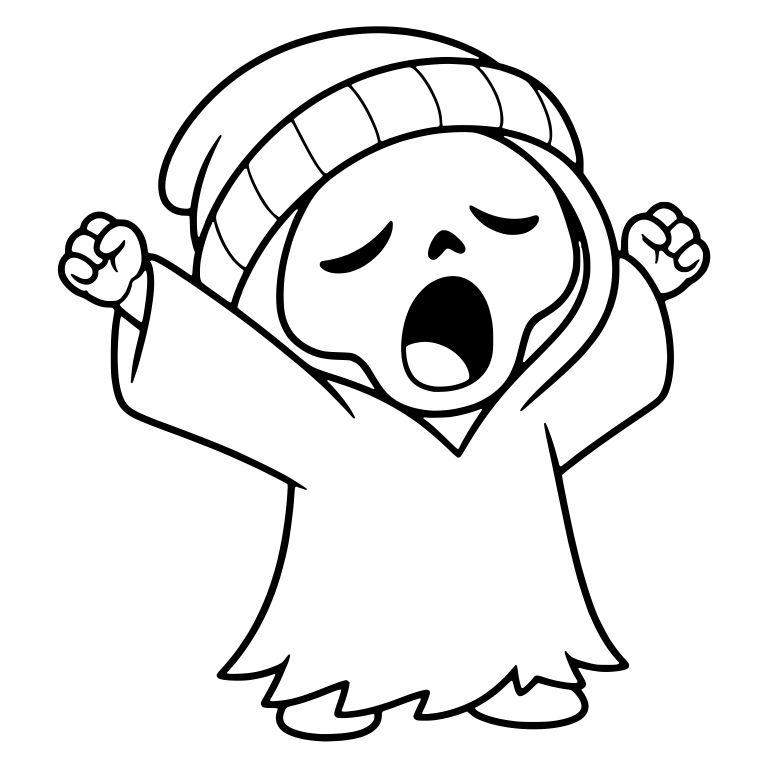 Yawning Beanie Reaper With Both Fists In The Air — free characters SVG cut file
