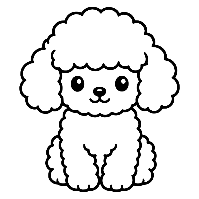Sitting Tiny Toy Poodle Puppy With Simple Smile — free animal SVG cut file