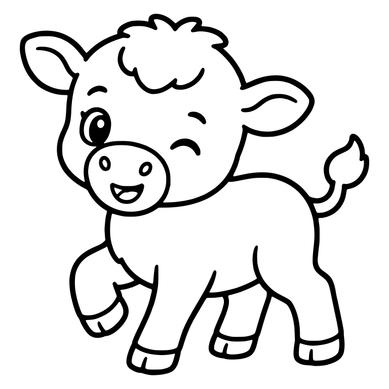 Winking Calf Strutting With Raised Hoof — free animal SVG cut file