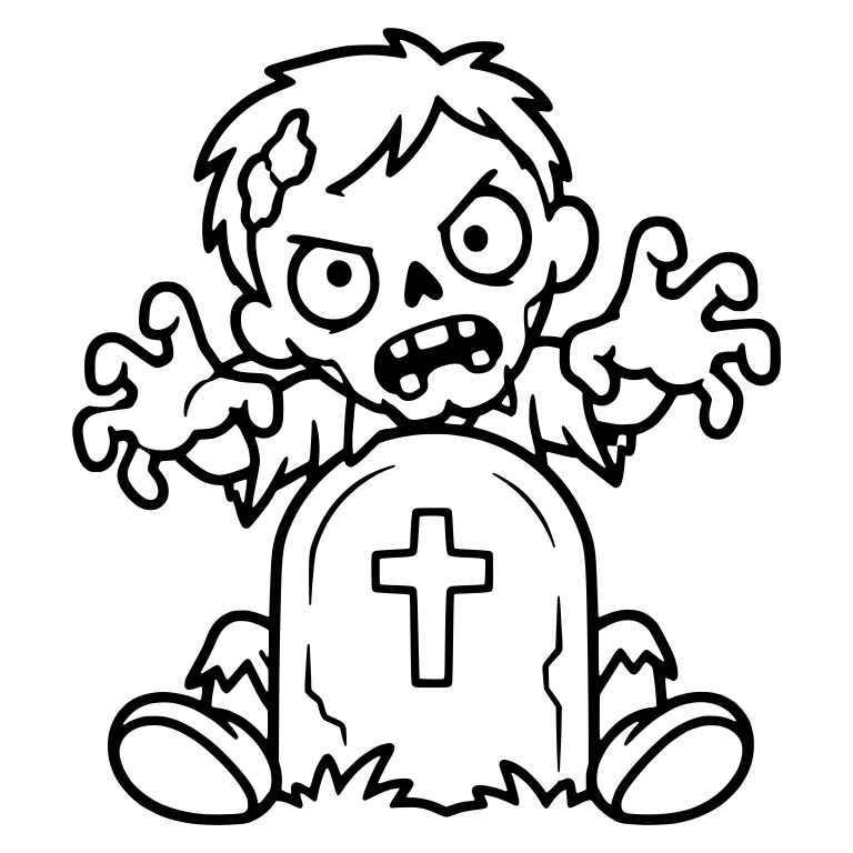 Zombie With Outstretched Hands Behind a Cross Gravestone — free fantasy-creature SVG cut file