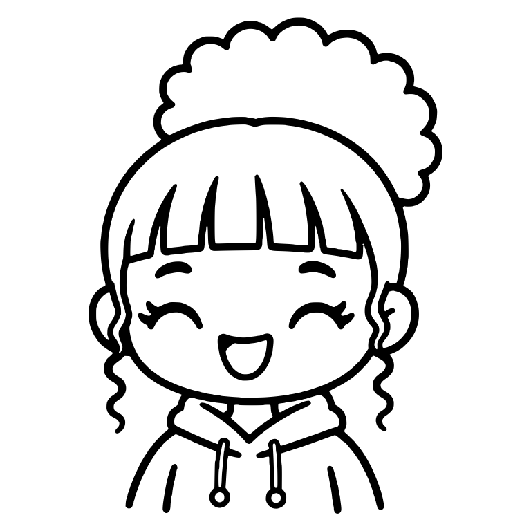 Laughing Girl with High Puff Bun and Drawstring Hoodie — free characters SVG cut file