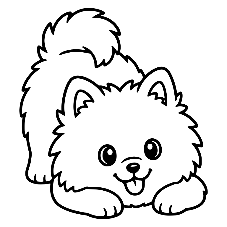 Pomeranian Crouching Forward With Tail Arched High — free animal SVG cut file