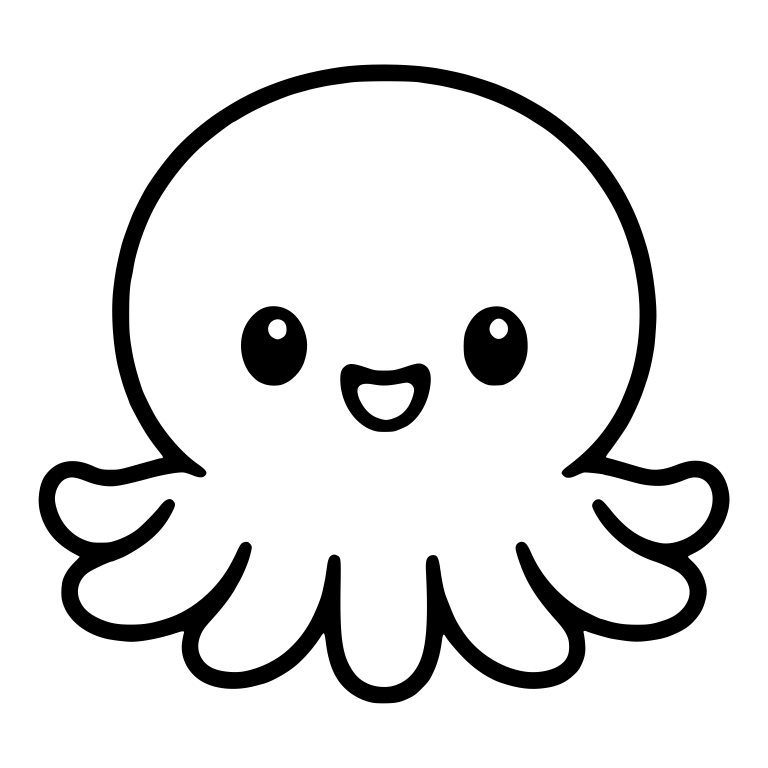 Happy Round Octopus With Open Smile and Wavy Tentacles — free animal SVG cut file