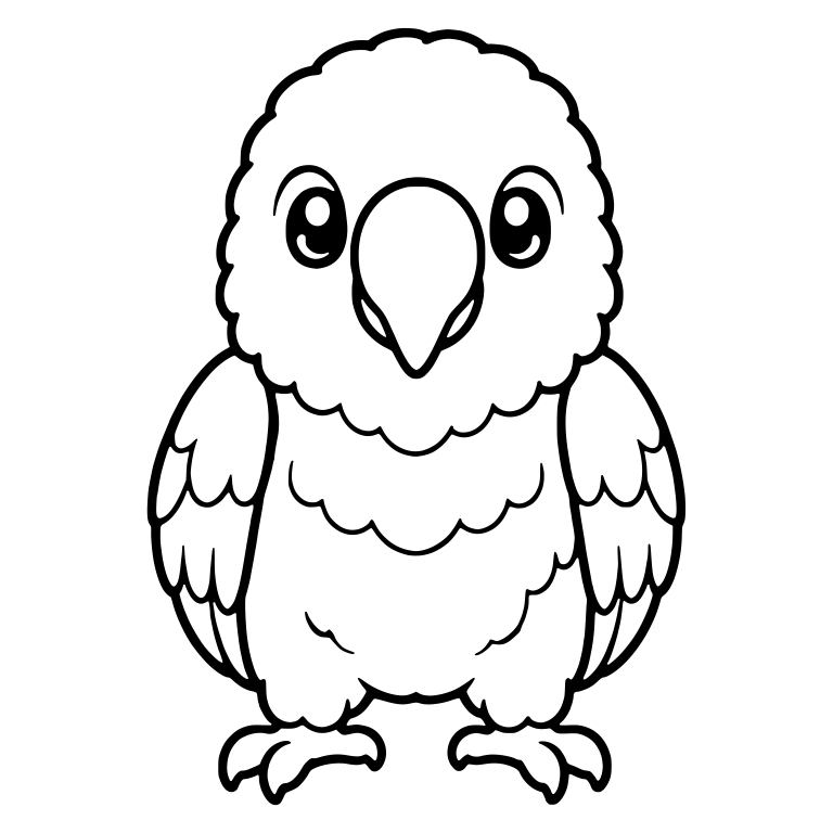 Front Facing Standing Parrot With Fluffy Head — free animal SVG cut file