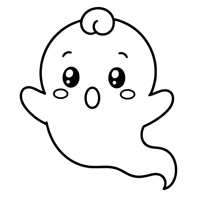Surprised Baby Ghost With Curl Bun and Long Tail — free fantasy-creature SVG cut file