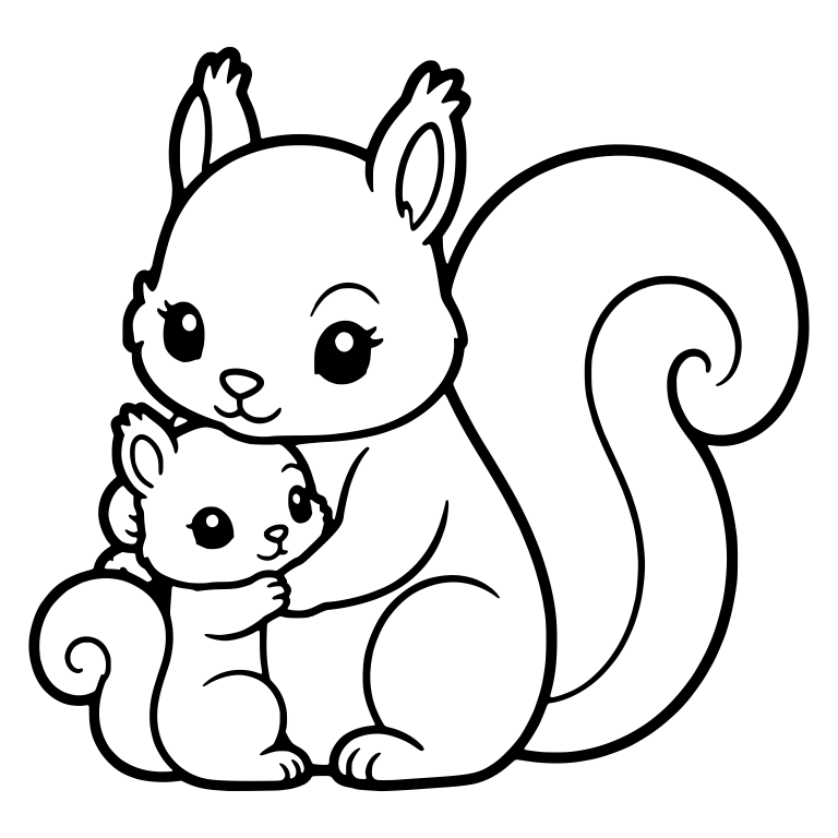 Baby Squirrel Clinging to Mother Squirrel's Paw — free animal SVG cut file
