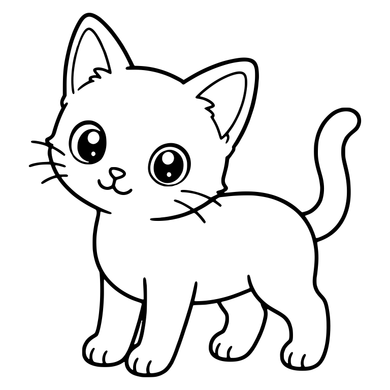 Walking Pointed Ear Kitten With Tail Raised — free animal SVG cut file