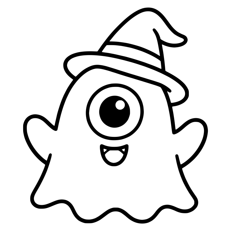 One Eyed Ghost Monster In A Pointed Witch Hat — free fantasy-creature SVG cut file