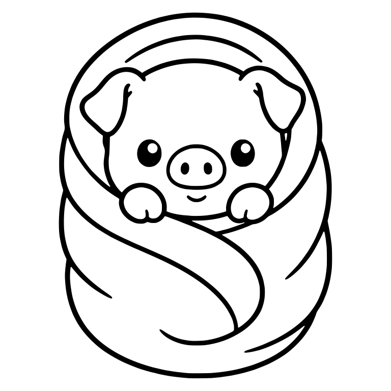 Piglet Wrapped in a Blanket Peeking Out — free animal SVG cut file