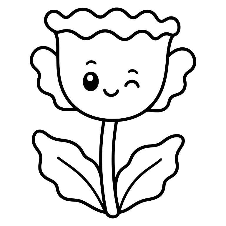 Winking Ruffled Flower With Wavy Petals — free floral SVG cut file