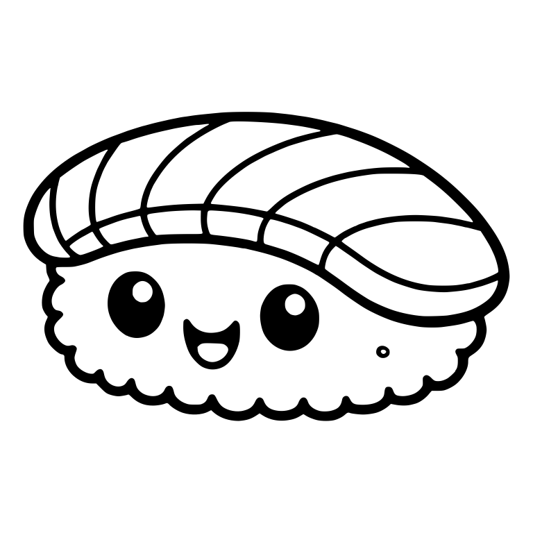 Salmon Nigiri With Big Round Eyes and Small Open Mouth — free food SVG cut file