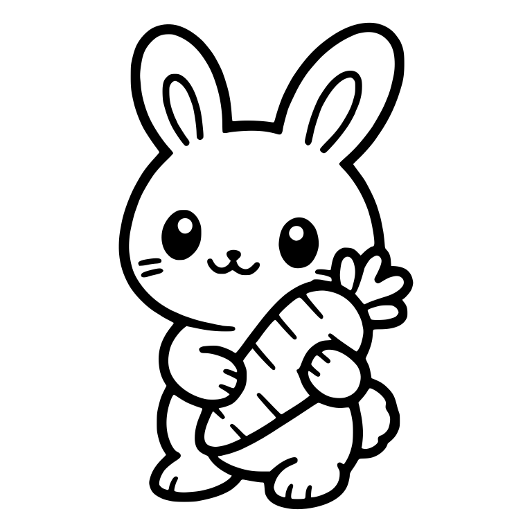 Standing Bunny Hugging A Carrot With Looped Ears — free animal SVG cut file