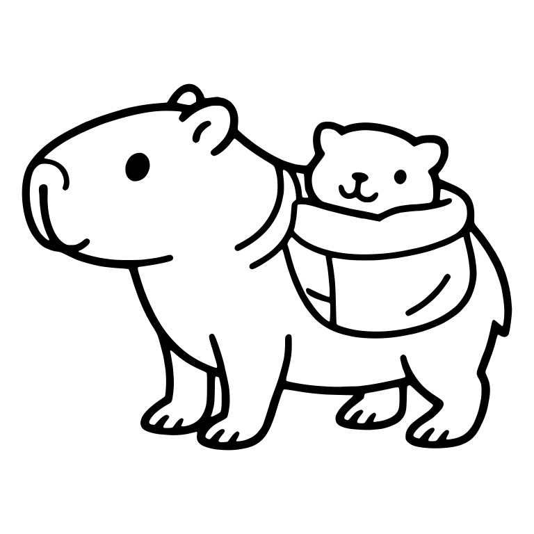 Capybara Carrying Baby Animal in Back Sling — free animal SVG cut file