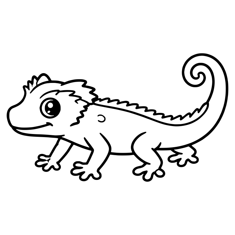 Walking Crested Gecko With Spiky Back And Spiral Tail — free animal SVG cut file