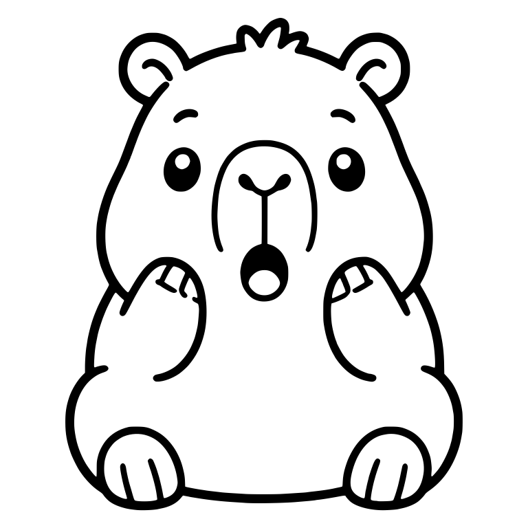 Surprised Capybara Sitting With Paws Raised — free animal SVG cut file
