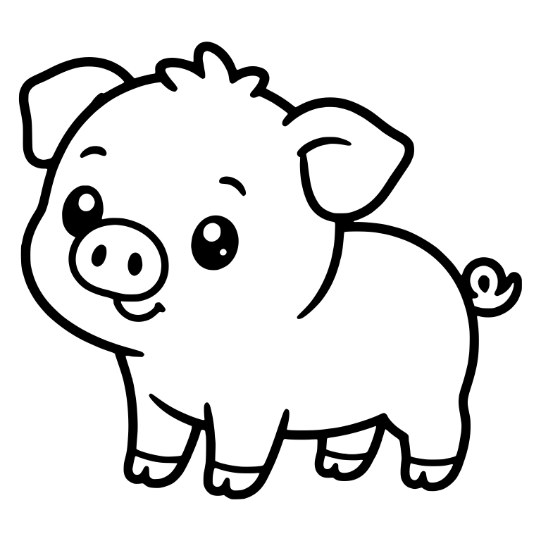 Piglet Standing Sideways with Messy Hair Tuft — free animal SVG cut file