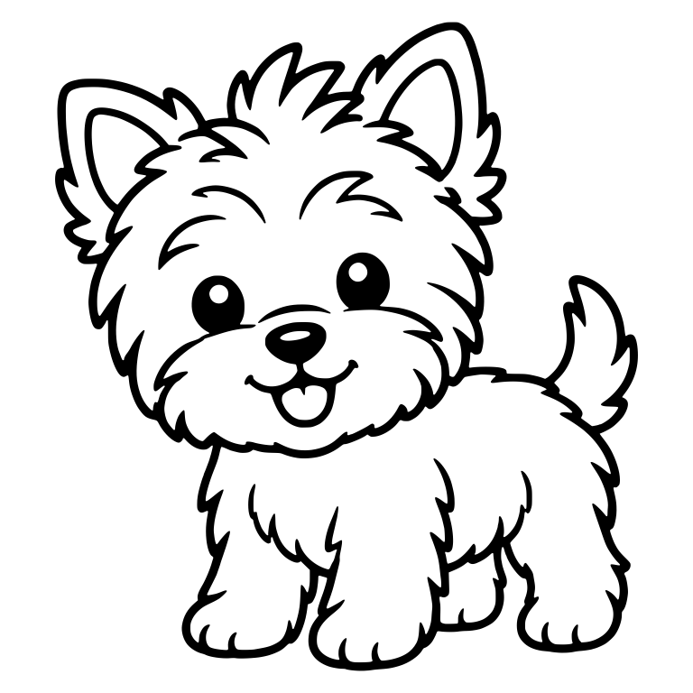 Walking Yorkie Puppy With Tail Up — free animal SVG cut file