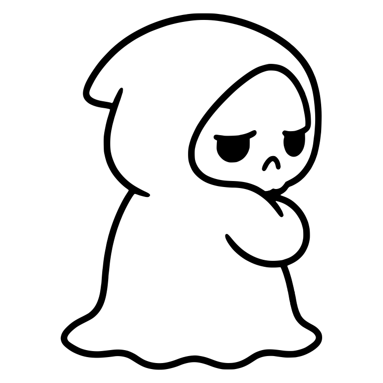 Sulking Grim Reaper Turned Away With Folded Arms — free characters SVG cut file