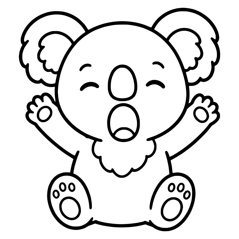 Yawning Koala Stretching Both Arms Up — free animal SVG cut file