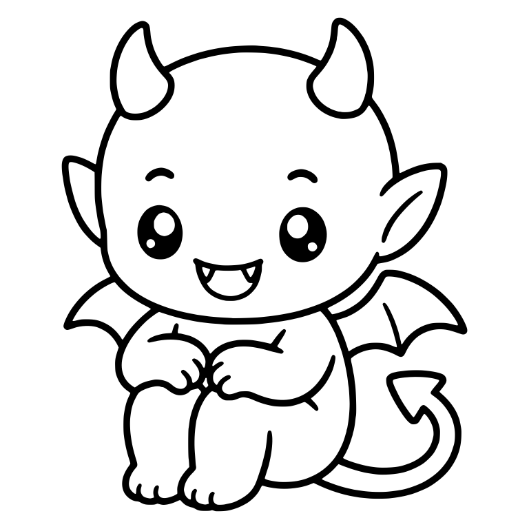 Smiling Baby Devil Hugging Knees With Bat Wings — free fantasy-creature SVG cut file