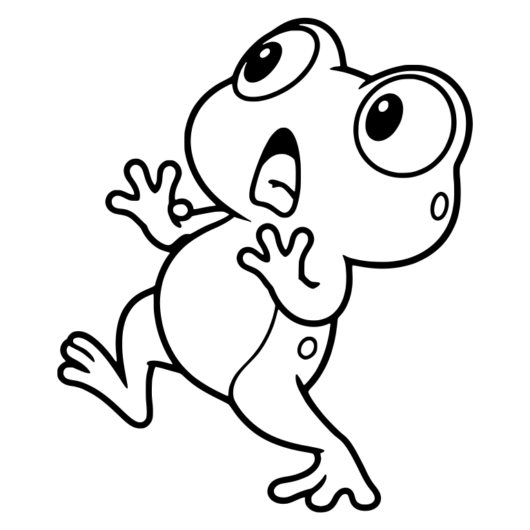 Startled Chibi Frog Leaning Back With Raised Hands — free animal SVG cut file
