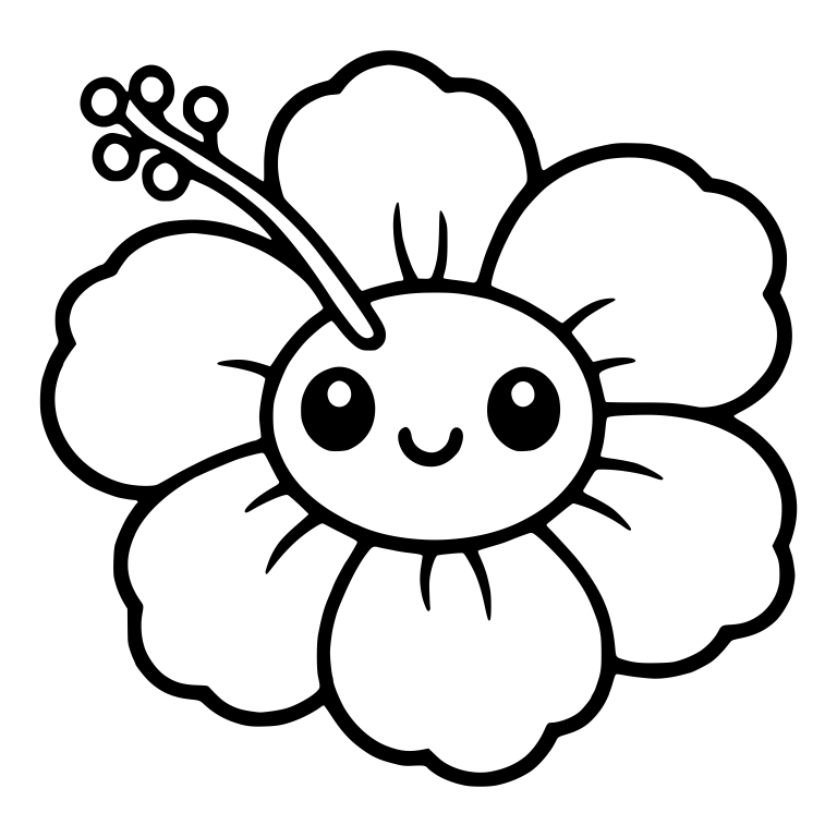 Smiling Hibiscus With Long Stamen and Ruffled Petals — free floral SVG cut file