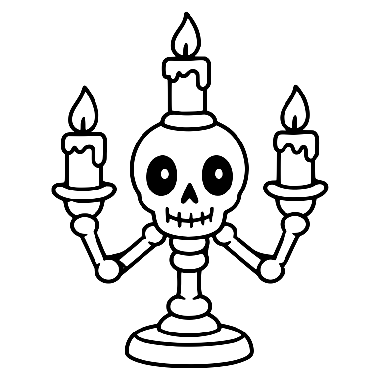 Skeleton Candelabra With Bone Arms and Skull — free objects SVG cut file