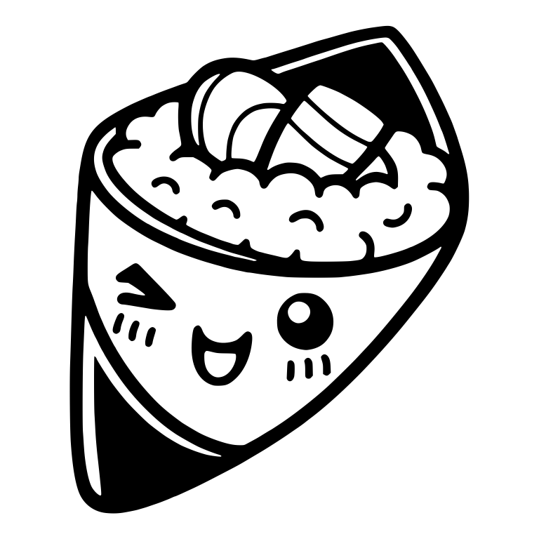 Winking Kawaii Temaki Hand Roll With Rice And Fish — free food SVG cut file