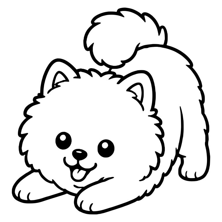 Playful Pomeranian Bowing with Head Turned Left — free animal SVG cut file