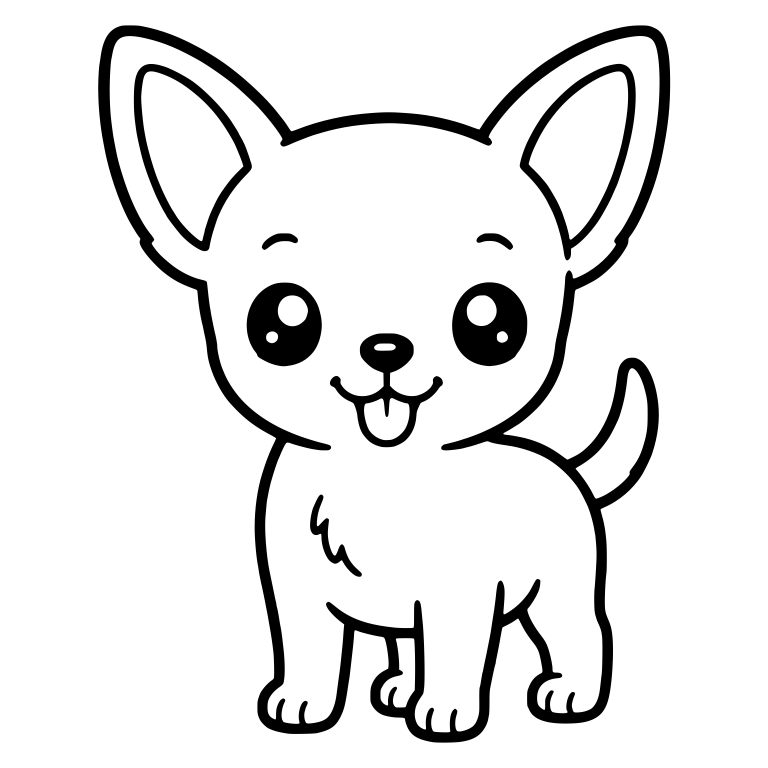 Chihuahua Puppy Standing Front View With Tongue Out — free animal SVG cut file