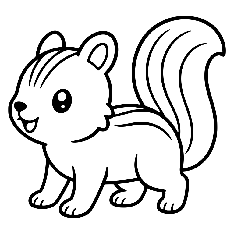 Squirrel Walking in Side View With Big Striped Tail — free animal SVG cut file