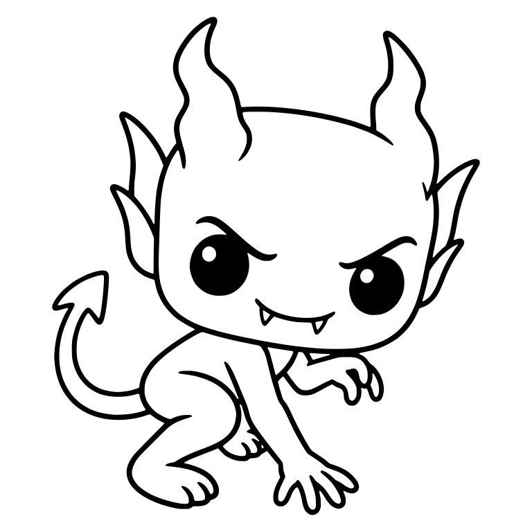 Crawling Imp with Tall Wavy Horns and Double Ears — free fantasy-creature SVG cut file