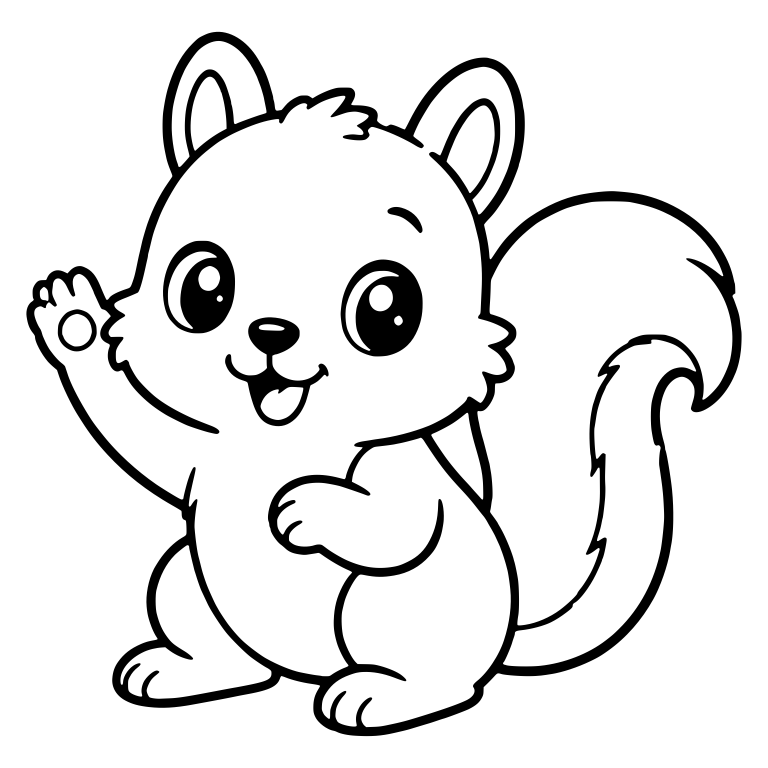 Waving Big Eared Kawaii Squirrel With Head Tuft — free animal SVG cut file