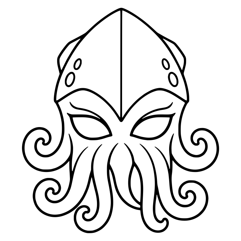 Squid-Headed Monster With Pointed Cap and Curly Tentacles — free fantasy-creature SVG cut file