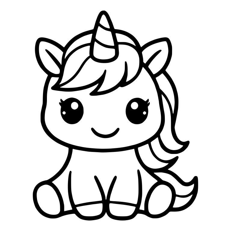 Baby Unicorn Sitting With Big Sparkly Eyes and Wispy Mane — free fantasy-creature SVG cut file