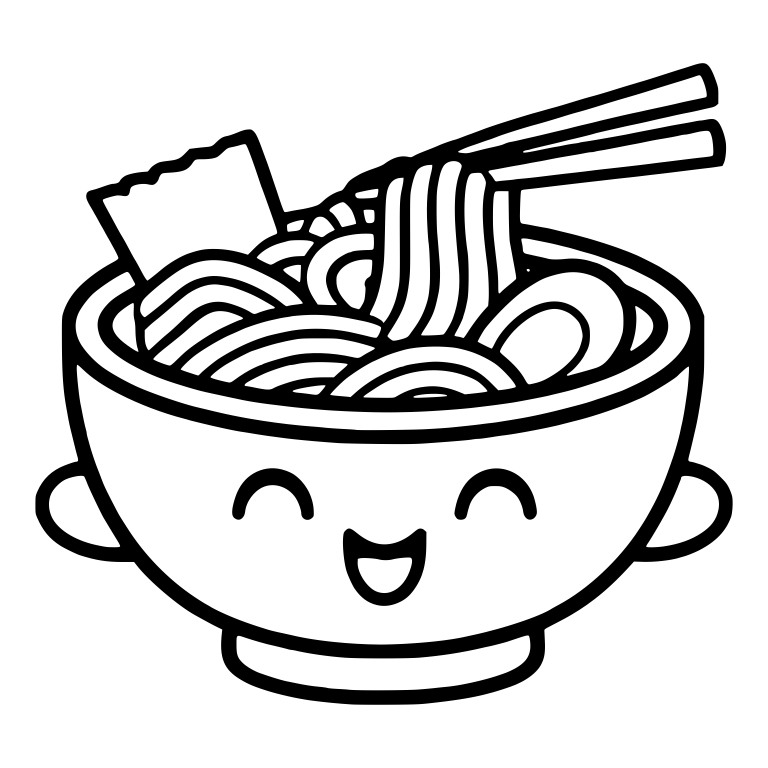 Joyful Ramen Bowl With Round Ears and Nori — free food SVG cut file
