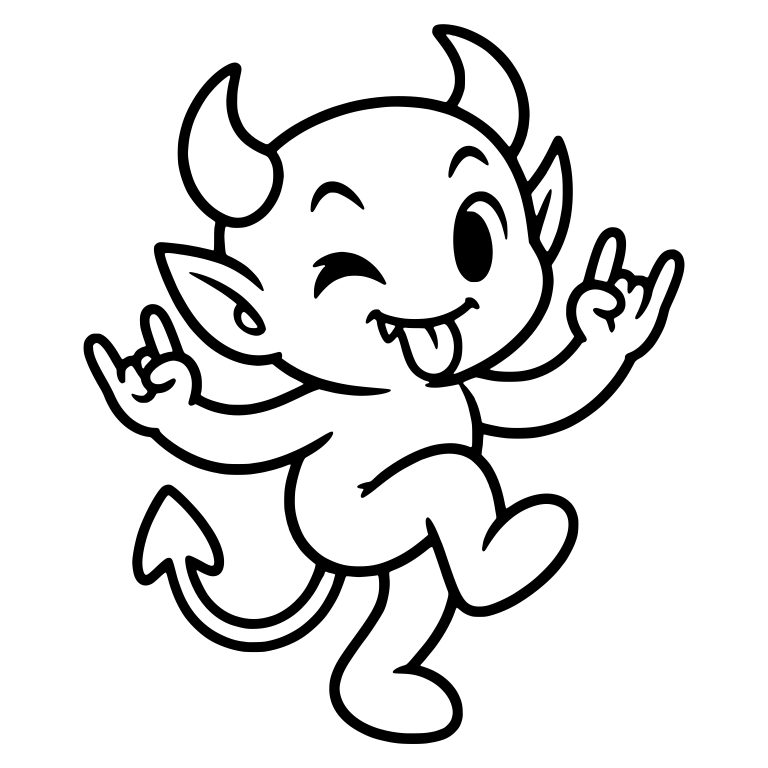 Little Devil Winking With Rock-On Hands and Tongue Out — free fantasy-creature SVG cut file