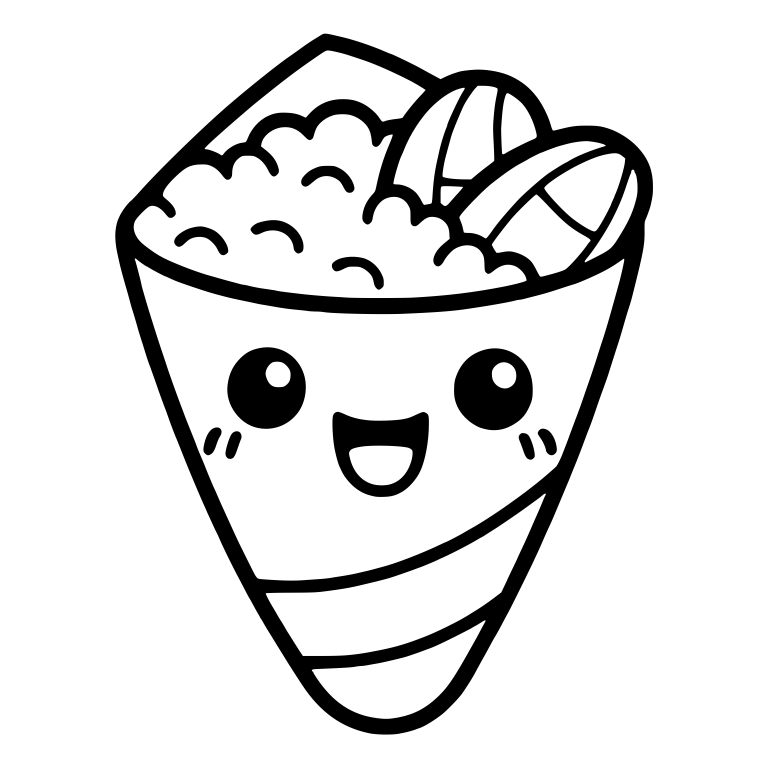 Hand Roll Cone With Rice Puff and Two Fish Slices — free food SVG cut file