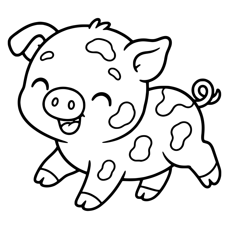 Laughing Spotted Piglet Skipping Along — free animal SVG cut file