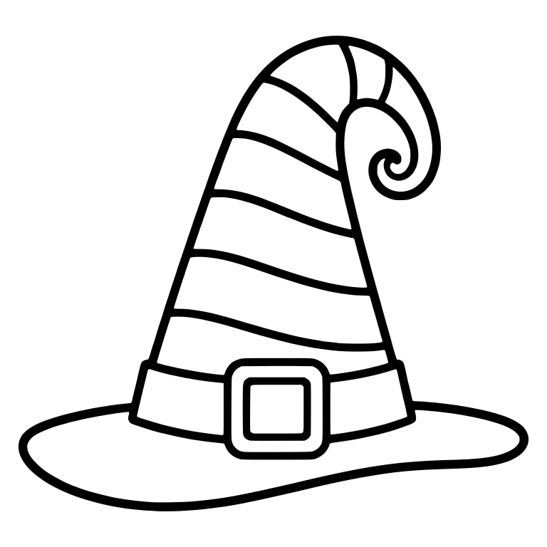 Striped Witch Hat with Spiral Curl and Square Buckle — free objects SVG cut file