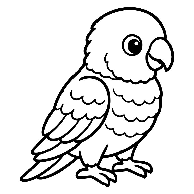 Parrot Facing Right With Layered Wing And Chest Frills — free animal SVG cut file