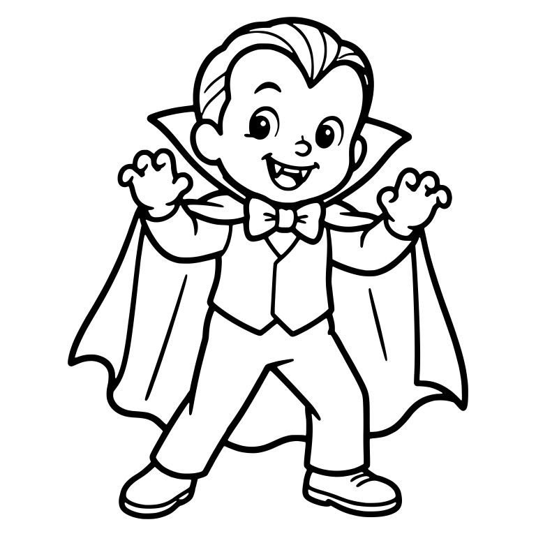 Boy in Vampire Costume With Cape, Fangs and Bow Tie — free characters SVG